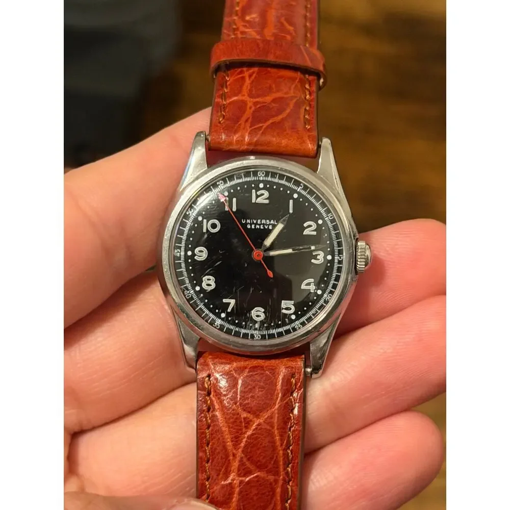 Vintage Universal Genève Black Dial Swiss Mechanical Watch